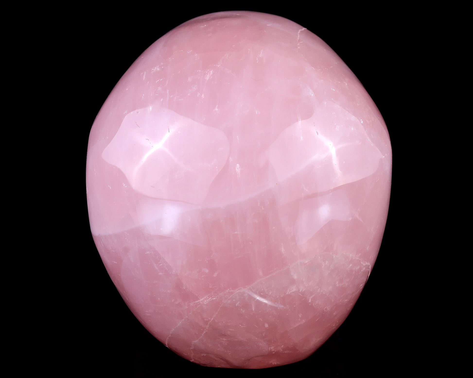 7.7" Pink Quartz Hand Carved Crystal Realistic Skull Sculpture Crystallumi