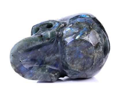 7.9 "Labradorite Hand Carved Crystal Realistic Skull Sculpture Crystallumi