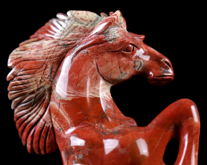 7.9" Red Jasper Hand Carved Crystal Horse Sculpture Crystallumi