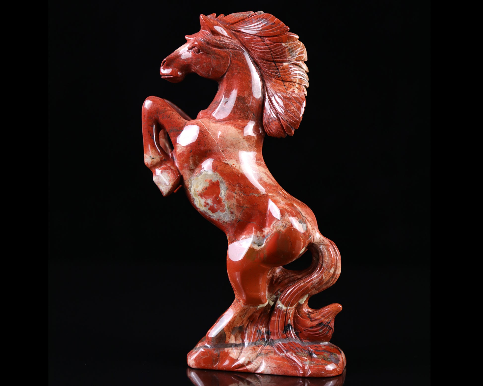 7.9" Red Jasper Hand Carved Crystal Horse Sculpture Crystallumi