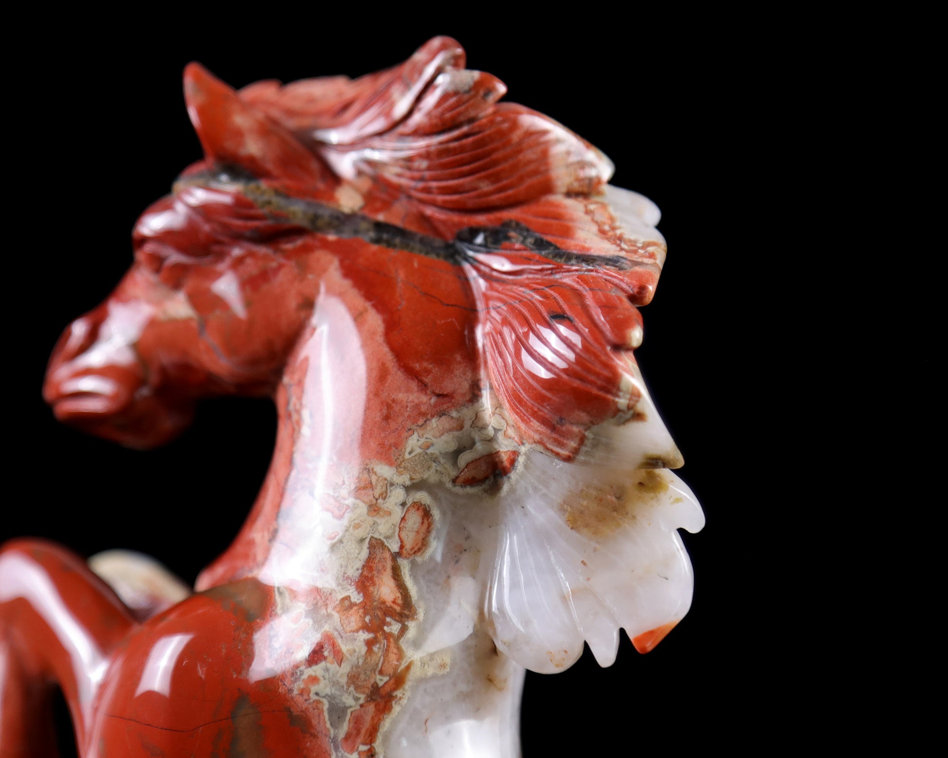 7.9" Red Jasper Hand Carved Crystal Horse Sculpture Crystallumi