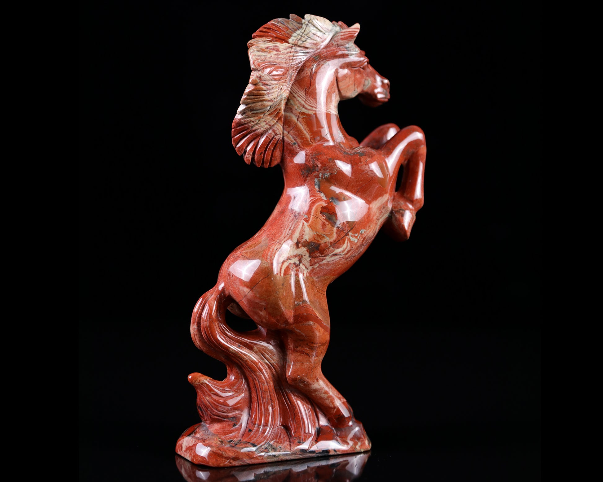 7.9" Red Jasper Hand Carved Crystal Horse Sculpture Crystallumi