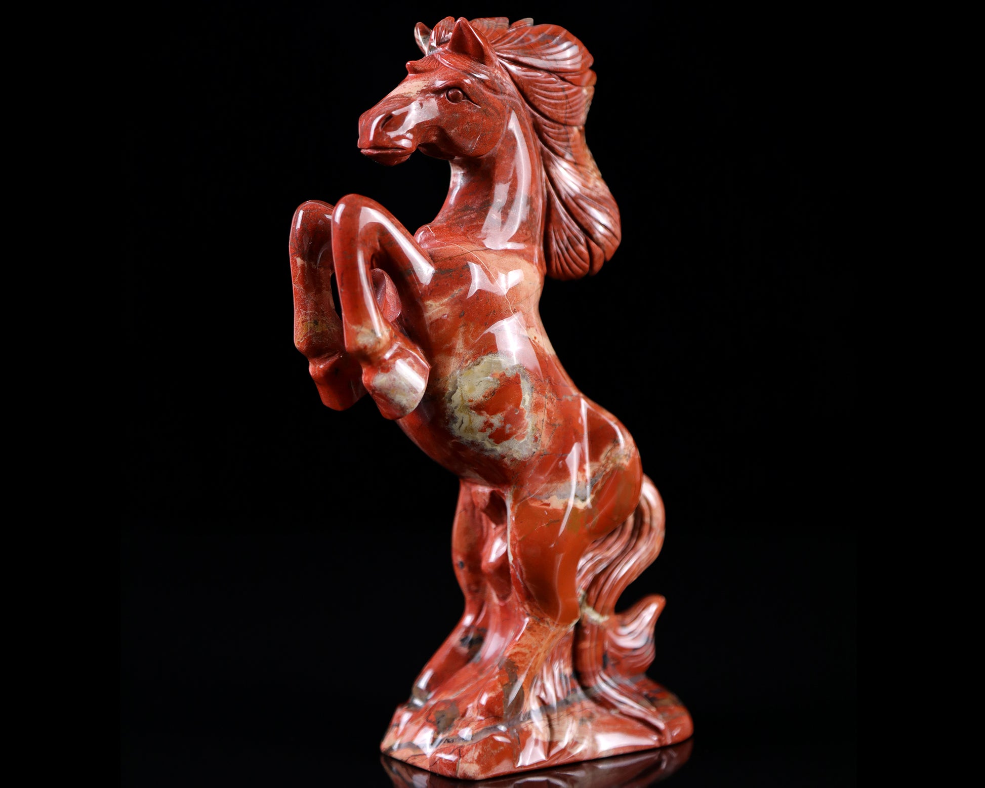 7.9" Red Jasper Hand Carved Crystal Horse Sculpture Crystallumi