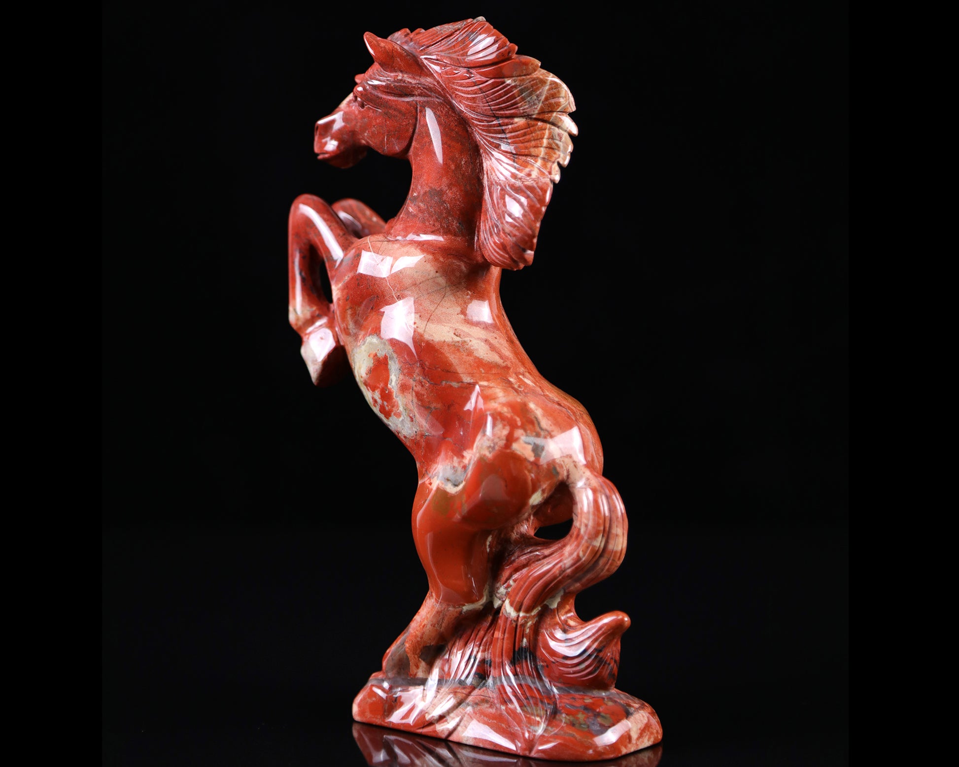 7.9" Red Jasper Hand Carved Crystal Horse Sculpture Crystallumi