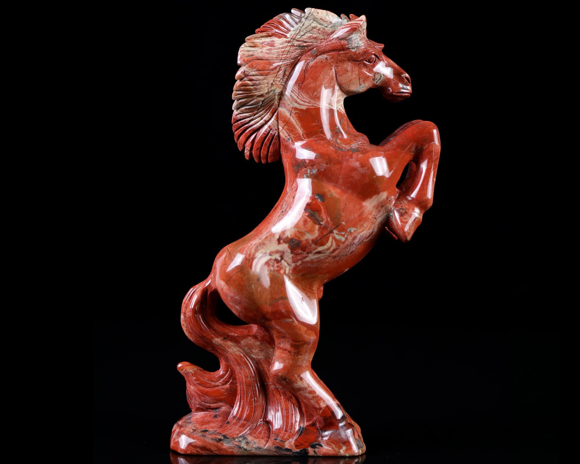 7.9" Red Jasper Hand Carved Crystal Horse Sculpture Crystallumi