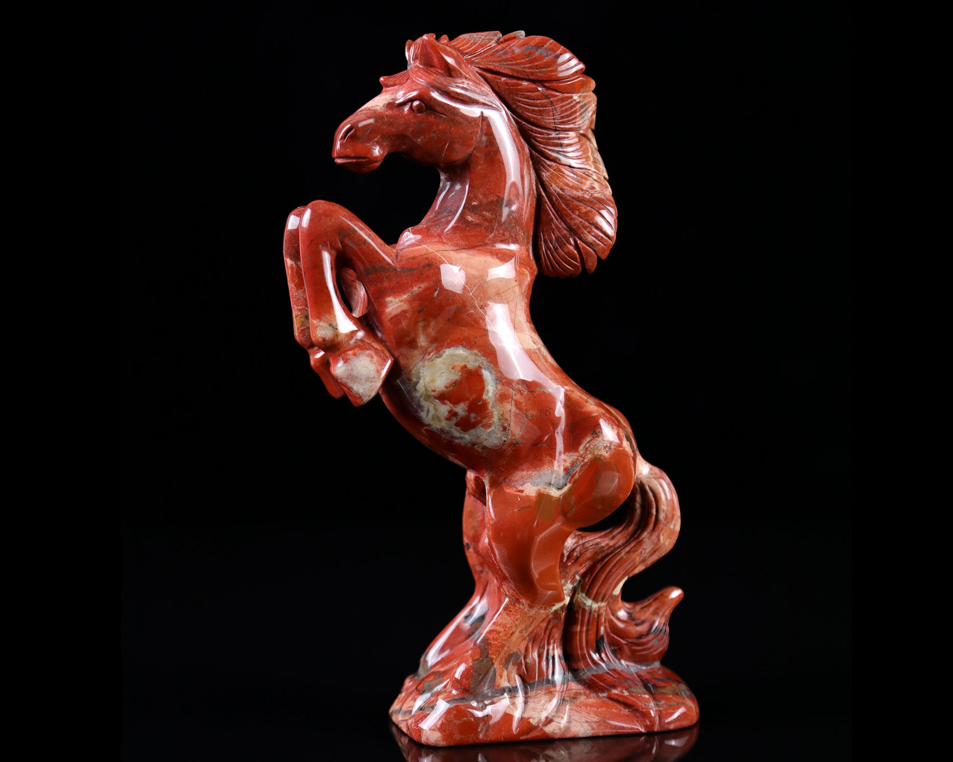 7.9" Red Jasper Hand Carved Crystal Horse Sculpture Crystallumi