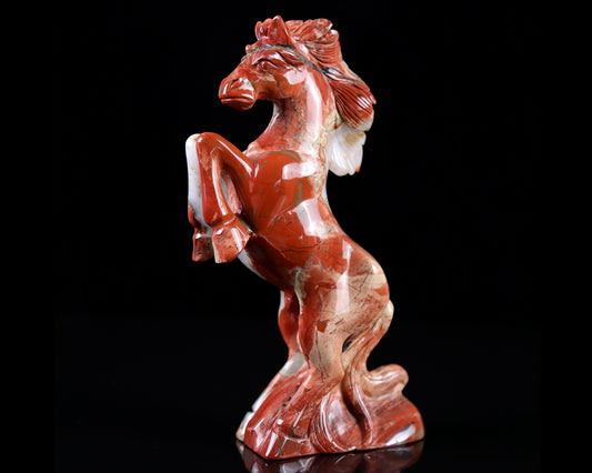 7.9" Red Jasper Hand Carved Crystal Horse Sculpture Crystallumi