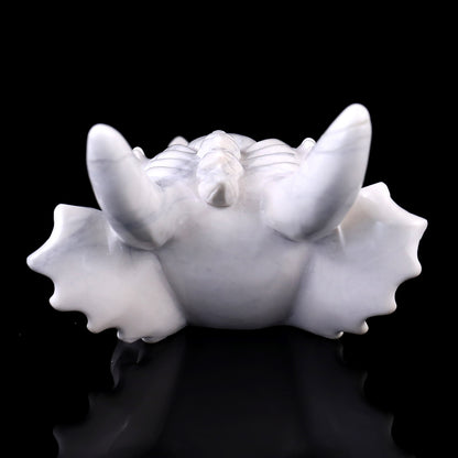 7.9" White Jade Hand Carved Crystal Dragon Skull Sculpture Crystallumi