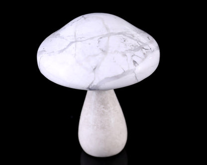 70mm Howlite Hand Carved Crystal Mushroom Sculpture Crystallumi