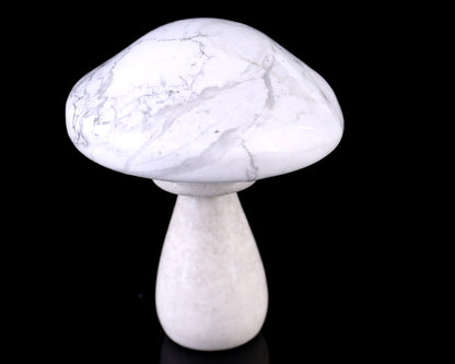 70mm Howlite Hand Carved Crystal Mushroom Sculpture Crystallumi