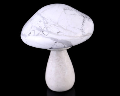 70mm Howlite Hand Carved Crystal Mushroom Sculpture Crystallumi