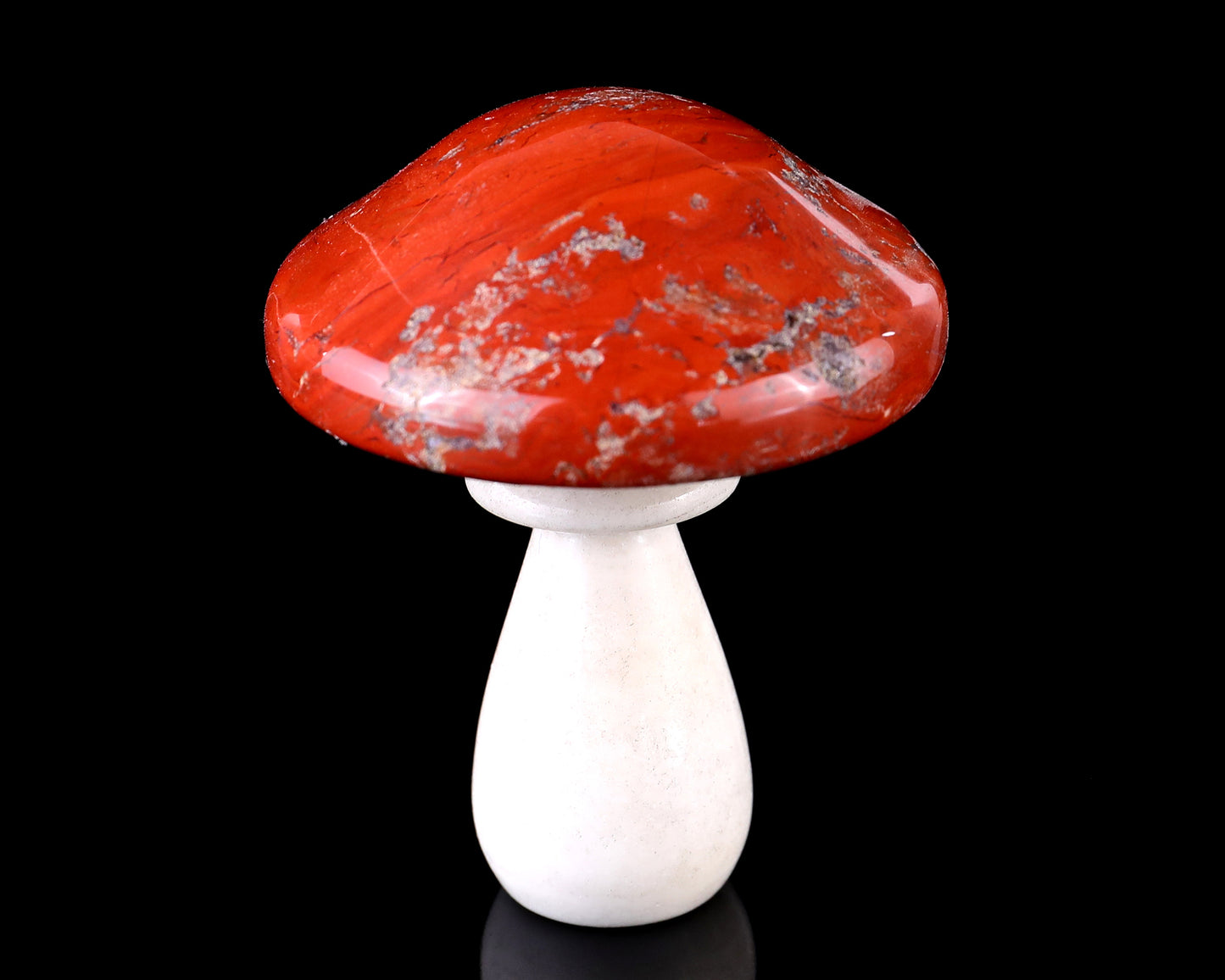 70mm Red Jasper Hand Carved Crystal Mushroom Sculpture Crystallumi