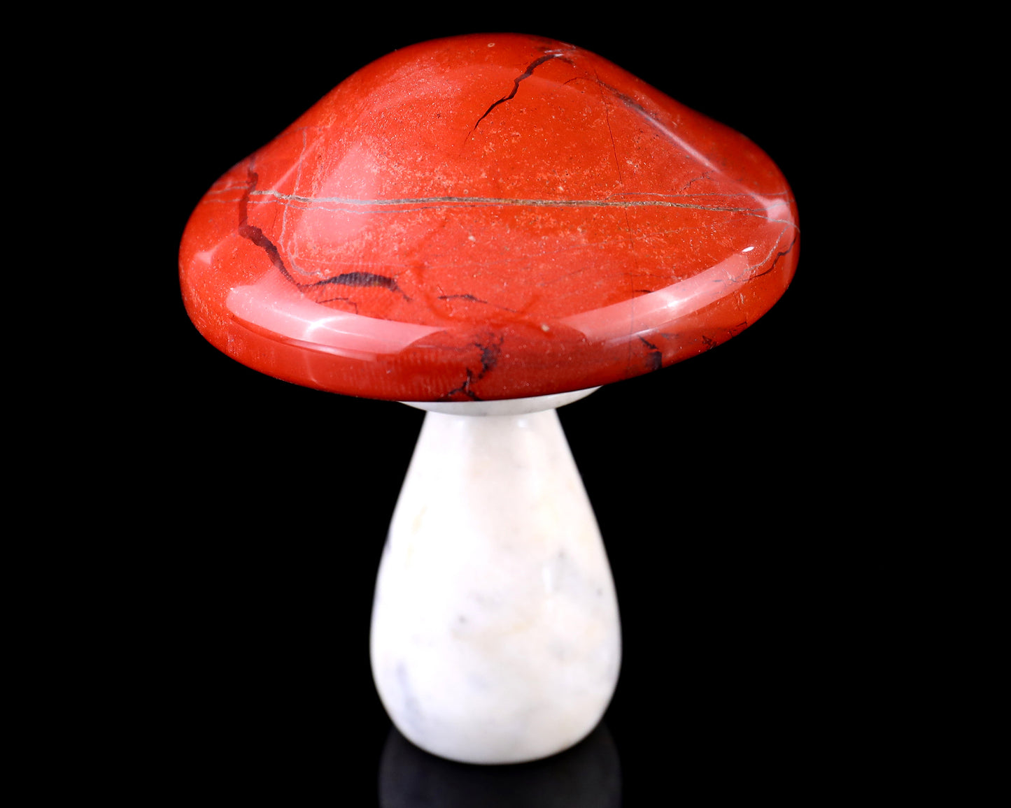 70mm Red Jasper Hand Carved Crystal Mushroom Sculpture Crystallumi