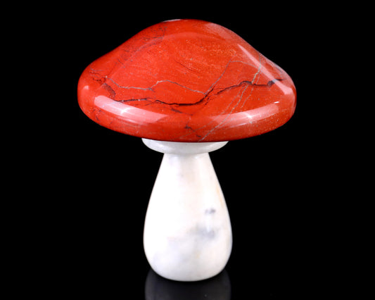 70mm Red Jasper Hand Carved Crystal Mushroom Sculpture Crystallumi