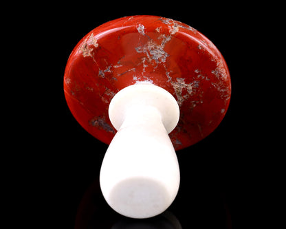 70mm Red Jasper Hand Carved Crystal Mushroom Sculpture Crystallumi