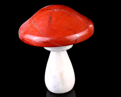 70mm Red Jasper Hand Carved Crystal Mushroom Sculpture Crystallumi