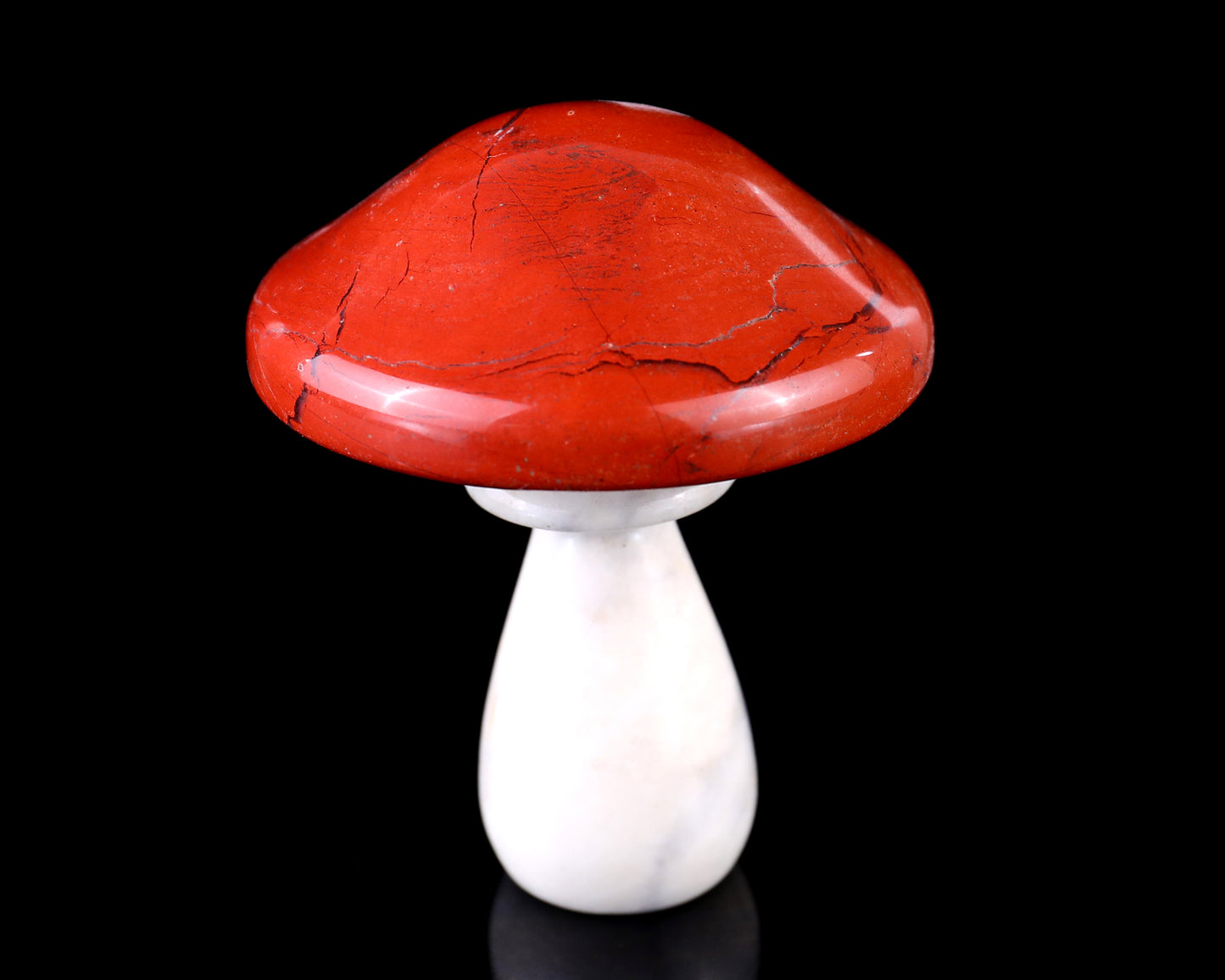 70mm Red Jasper Hand Carved Crystal Mushroom Sculpture Crystallumi