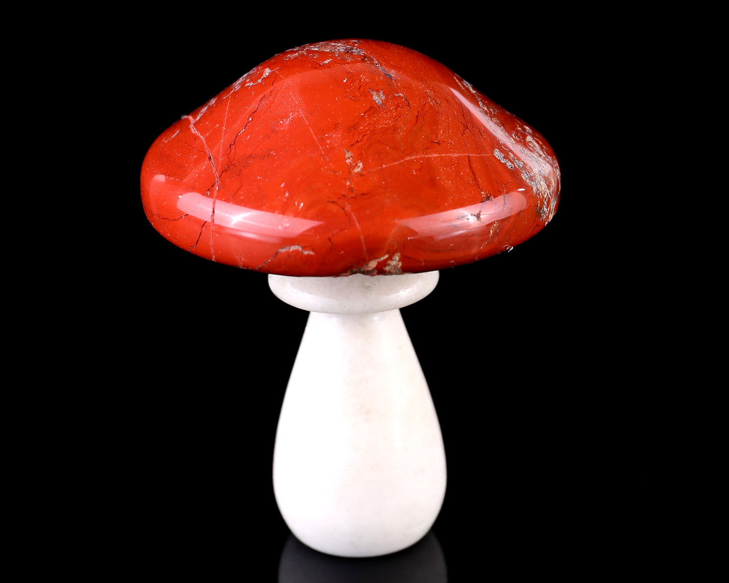 70mm Red Jasper Hand Carved Crystal Mushroom Sculpture Crystallumi