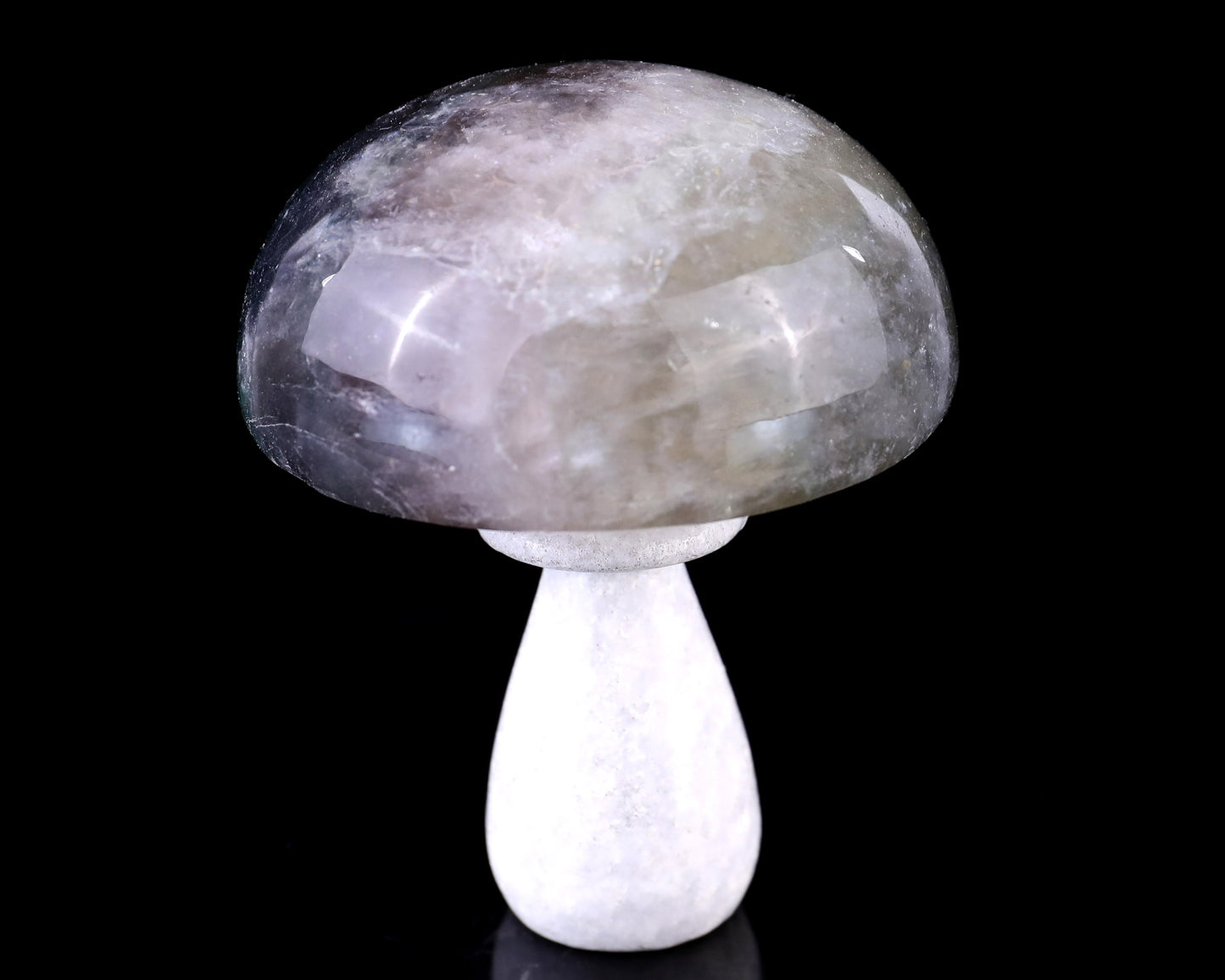 77mm Fluorite Hand Carved Crystal Mushroom Sculpture Crystallumi