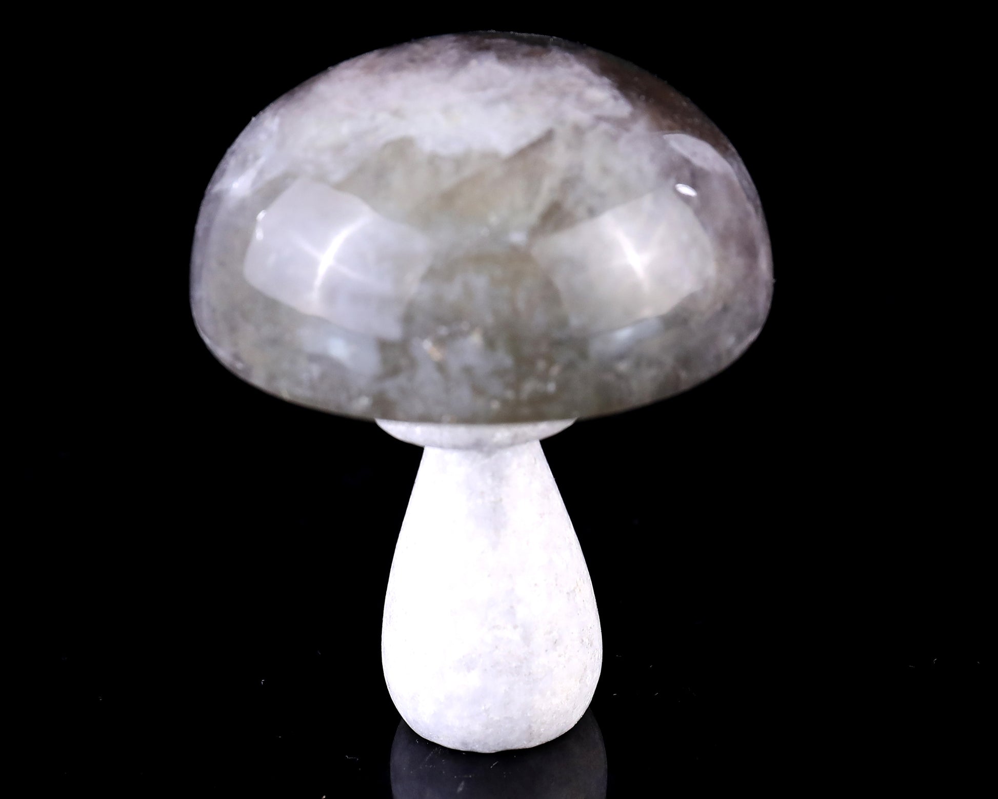 77mm Fluorite Hand Carved Crystal Mushroom Sculpture Crystallumi