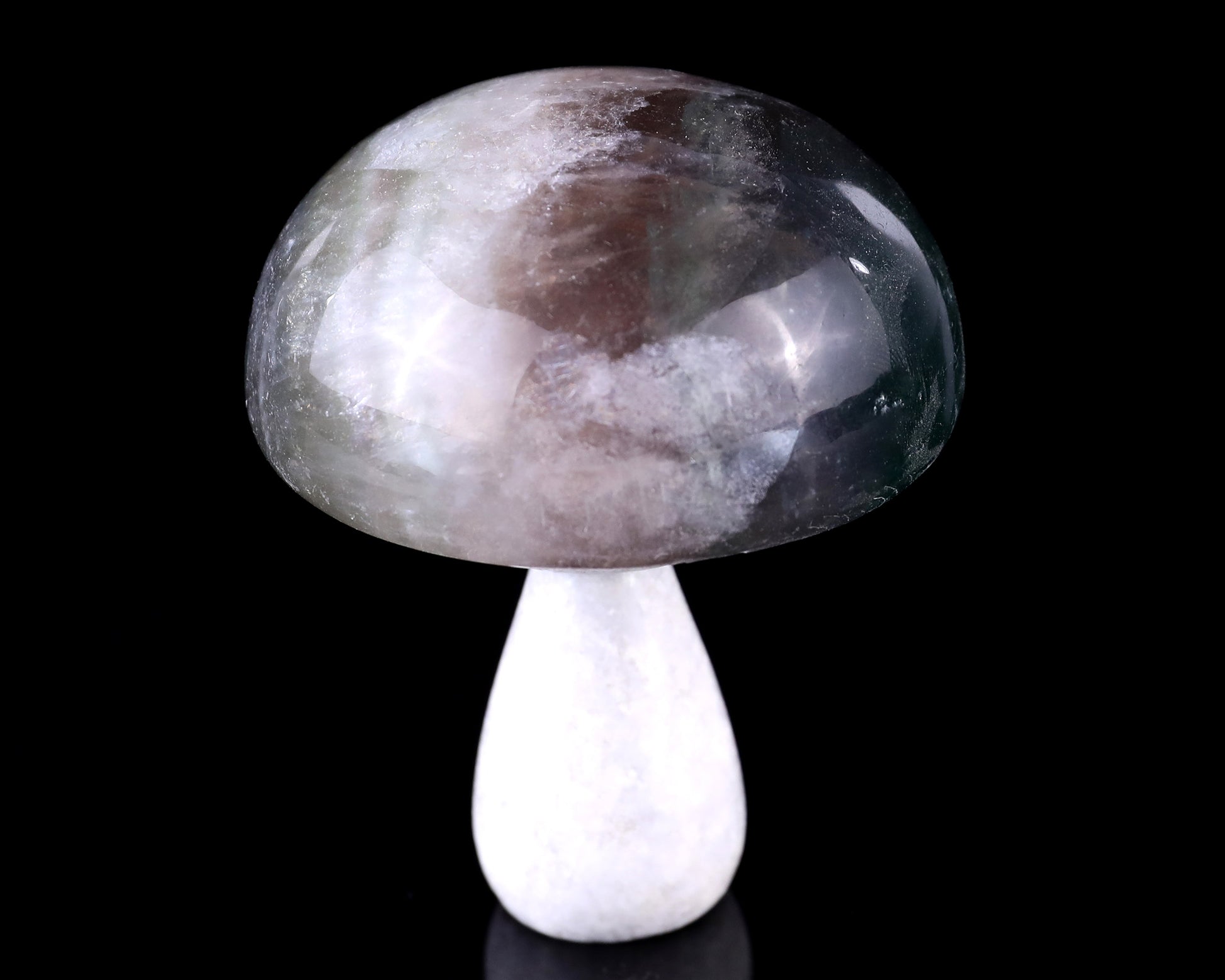 77mm Fluorite Hand Carved Crystal Mushroom Sculpture Crystallumi