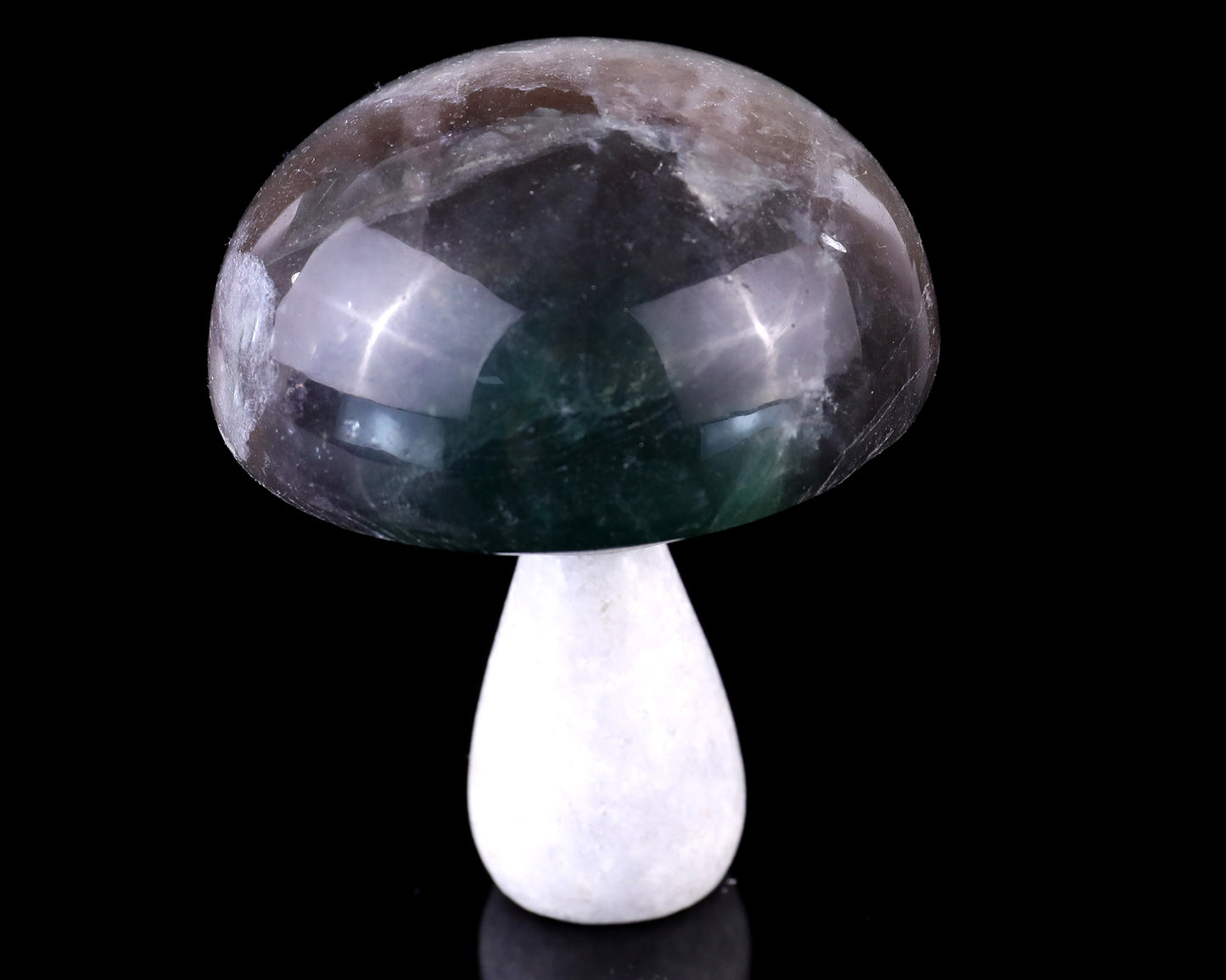 77mm Fluorite Hand Carved Crystal Mushroom Sculpture Crystallumi