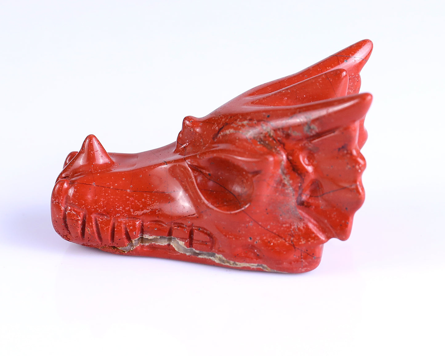 2.5" Red Jasper Hand Carved Crystal Dragon Skull Sculpture