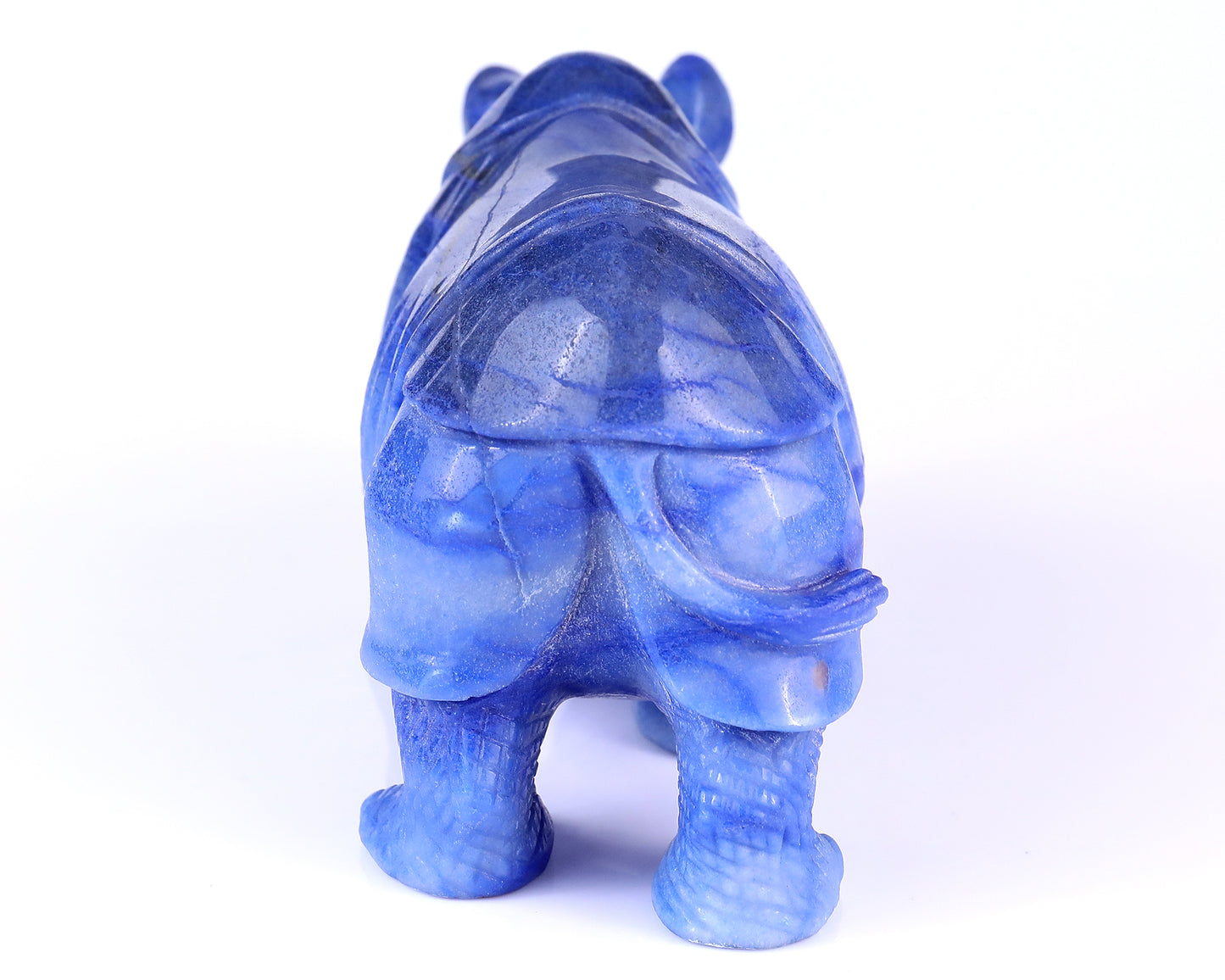 8.1" Blue Aventurine Hand Carved Crystal Rhinoceros Sculpture Crystallumi