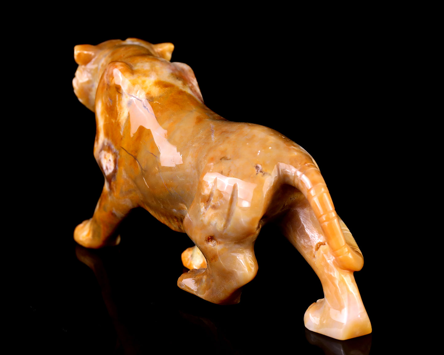 8.1" Chalcedony Hand Carved Crystal Tiger Sculpture Crystallumi