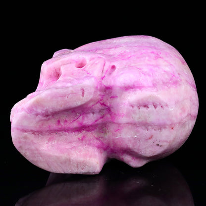 8.1" Pink Aragonite Hand Carved Crystal Realistic Skull Sculpture Crystallumi