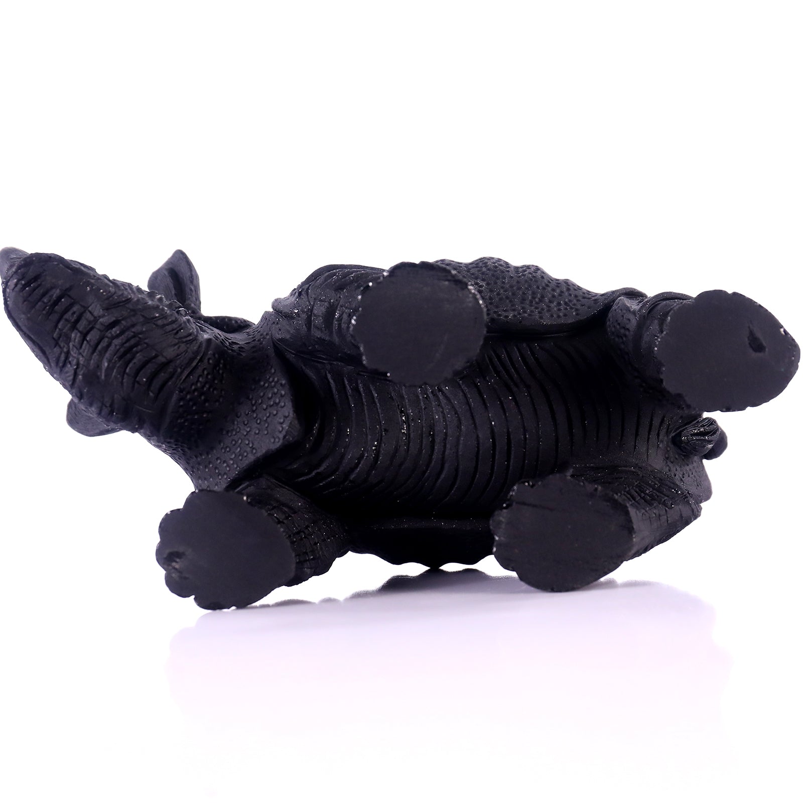 8.3" Black Obsidian Hand Carved Crystal Rhinoceros Sculpture Crystallumi