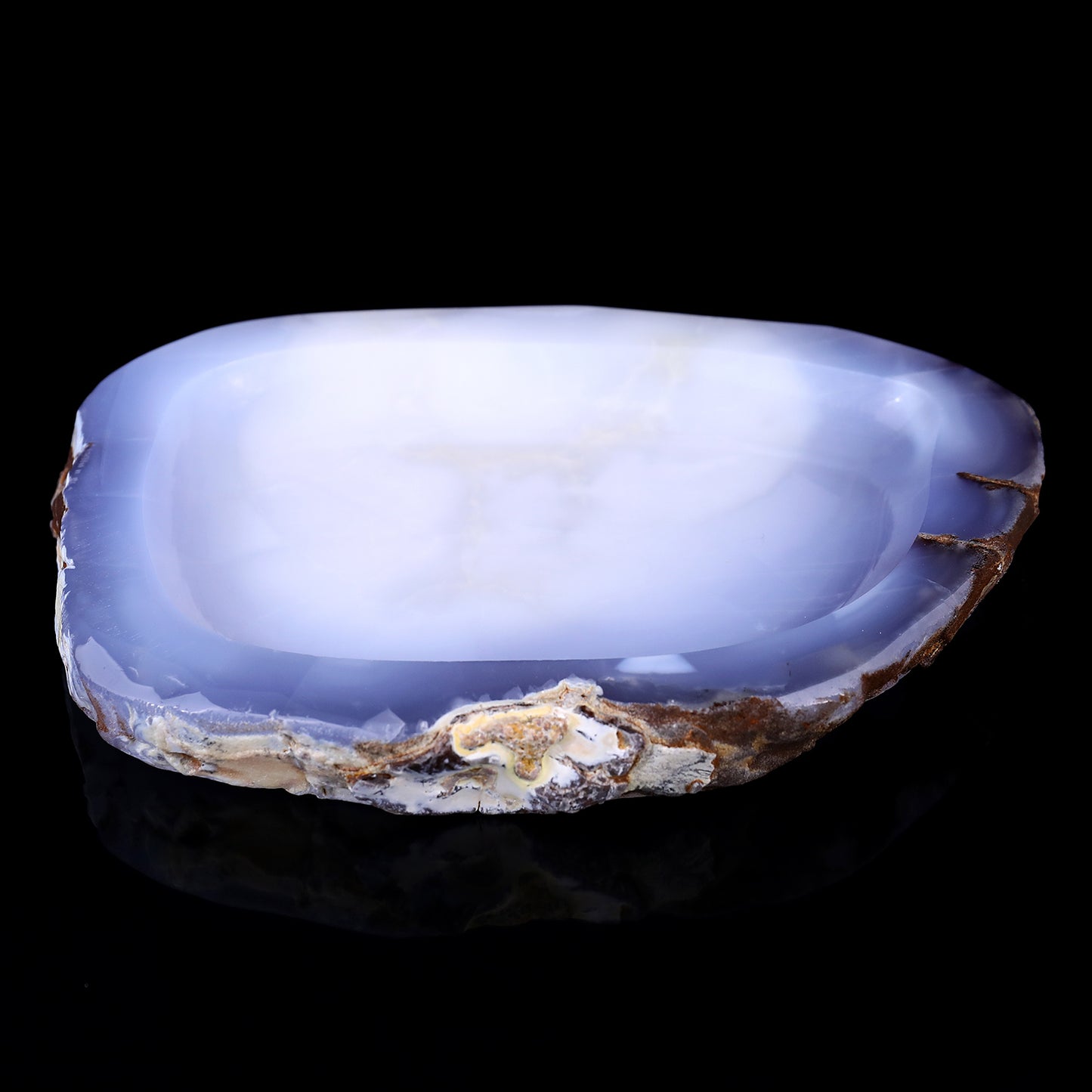 8.3" Blue Chalcedony Hand Carved Crystal Ashtray Fruit Tray Crystallumi