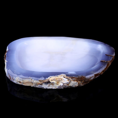 8.3" Blue Chalcedony Hand Carved Crystal Ashtray Fruit Tray Crystallumi