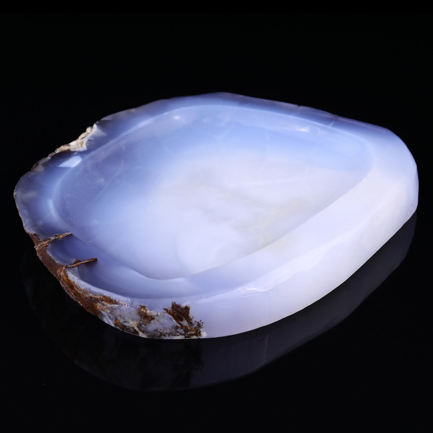 8.3" Blue Chalcedony Hand Carved Crystal Ashtray Fruit Tray Crystallumi