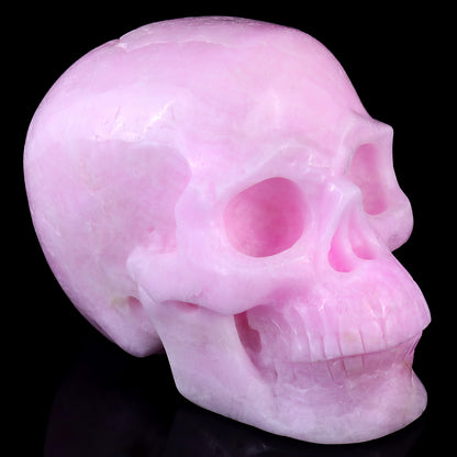 8.3" Pink Aragonite Hand Carved Crystal Realistic Skull Sculpture Crystallumi