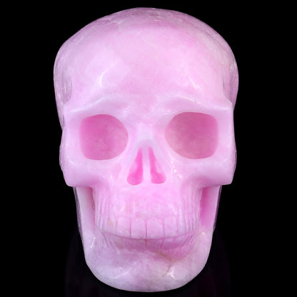 8.3" Pink Aragonite Hand Carved Crystal Realistic Skull Sculpture Crystallumi