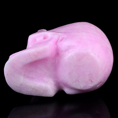 8.3" Pink Aragonite Hand Carved Crystal Realistic Skull Sculpture Crystallumi