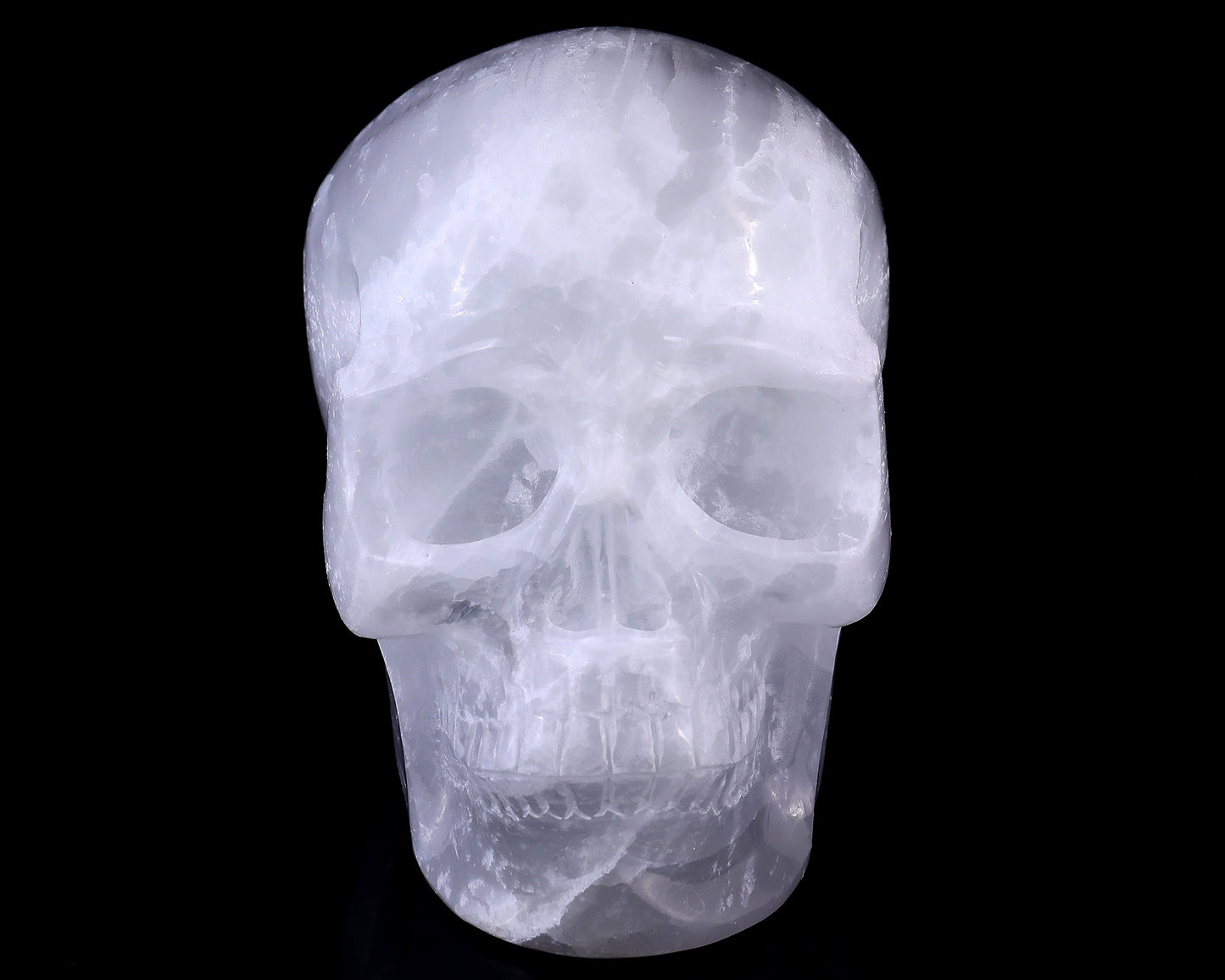 8.3" Selenite Hand Carved Crystal Realistic Skull Sculpture Crystallumi