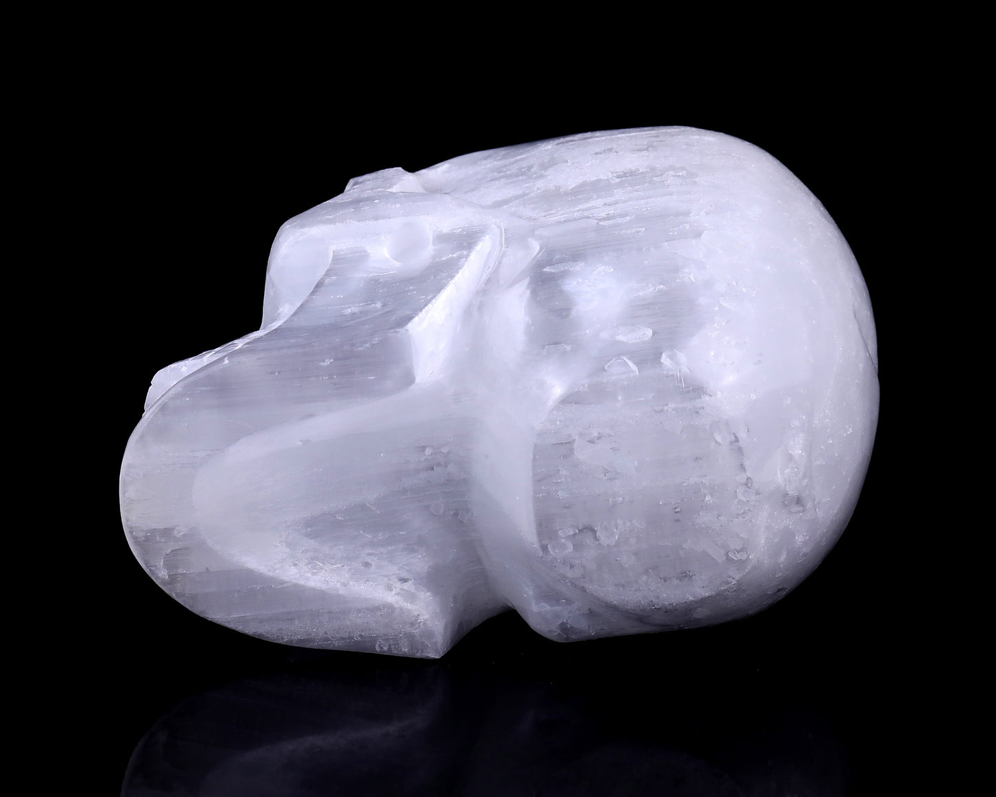 8.3" Selenite Hand Carved Crystal Realistic Skull Sculpture Crystallumi