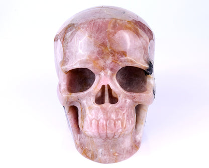 8.5" Rubellite Tourmaline Hand Carved Crystal Realistic Skull Sculpture Crystallumi