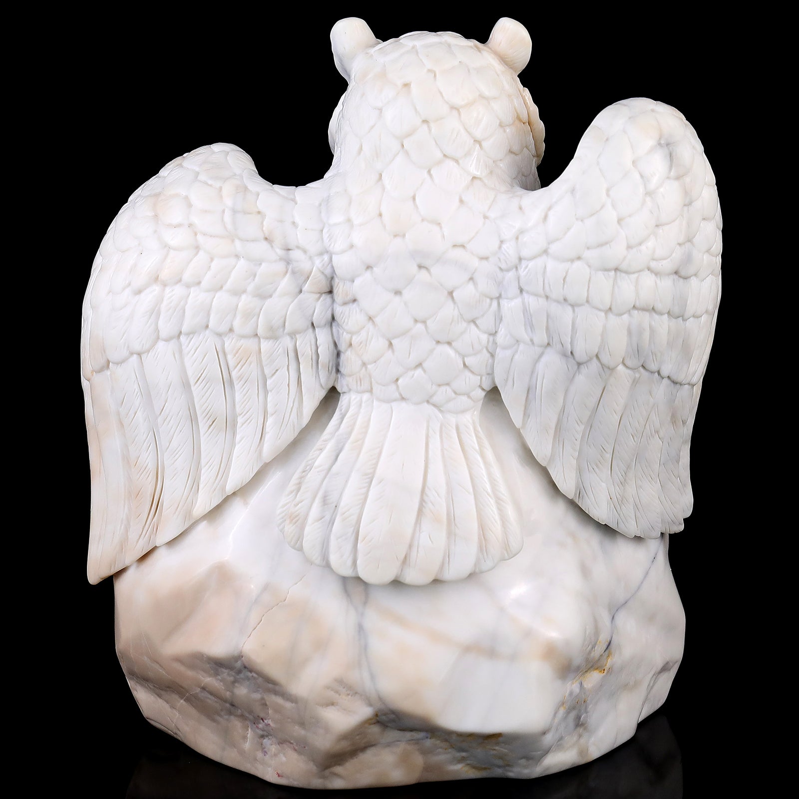 8.5" White Jade Hand Carved Crystal Owls Sculpture Crystallumi