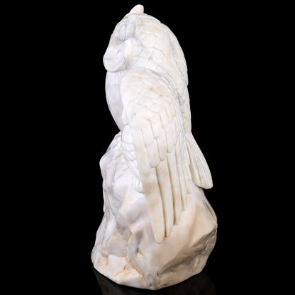 8.5" White Jade Hand Carved Crystal Owls Sculpture Crystallumi