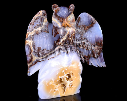 8.7" Blue Chalcedony Hand Carved Crystal Owl Sculpture Crystallumi