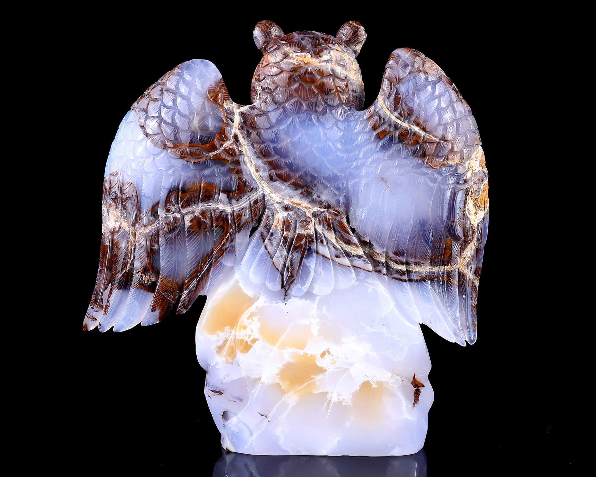 8.7" Blue Chalcedony Hand Carved Crystal Owl Sculpture Crystallumi