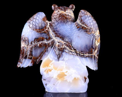 8.7" Blue Chalcedony Hand Carved Crystal Owl Sculpture Crystallumi