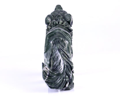 8.7" Jiulong Jade Hand Carved Crystal Wolf Sculpture Crystallumi