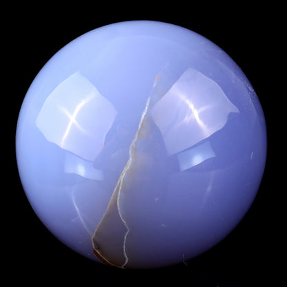 80mm Blue Chalcedony Hand Carved Crystal Sphere Crystallumi