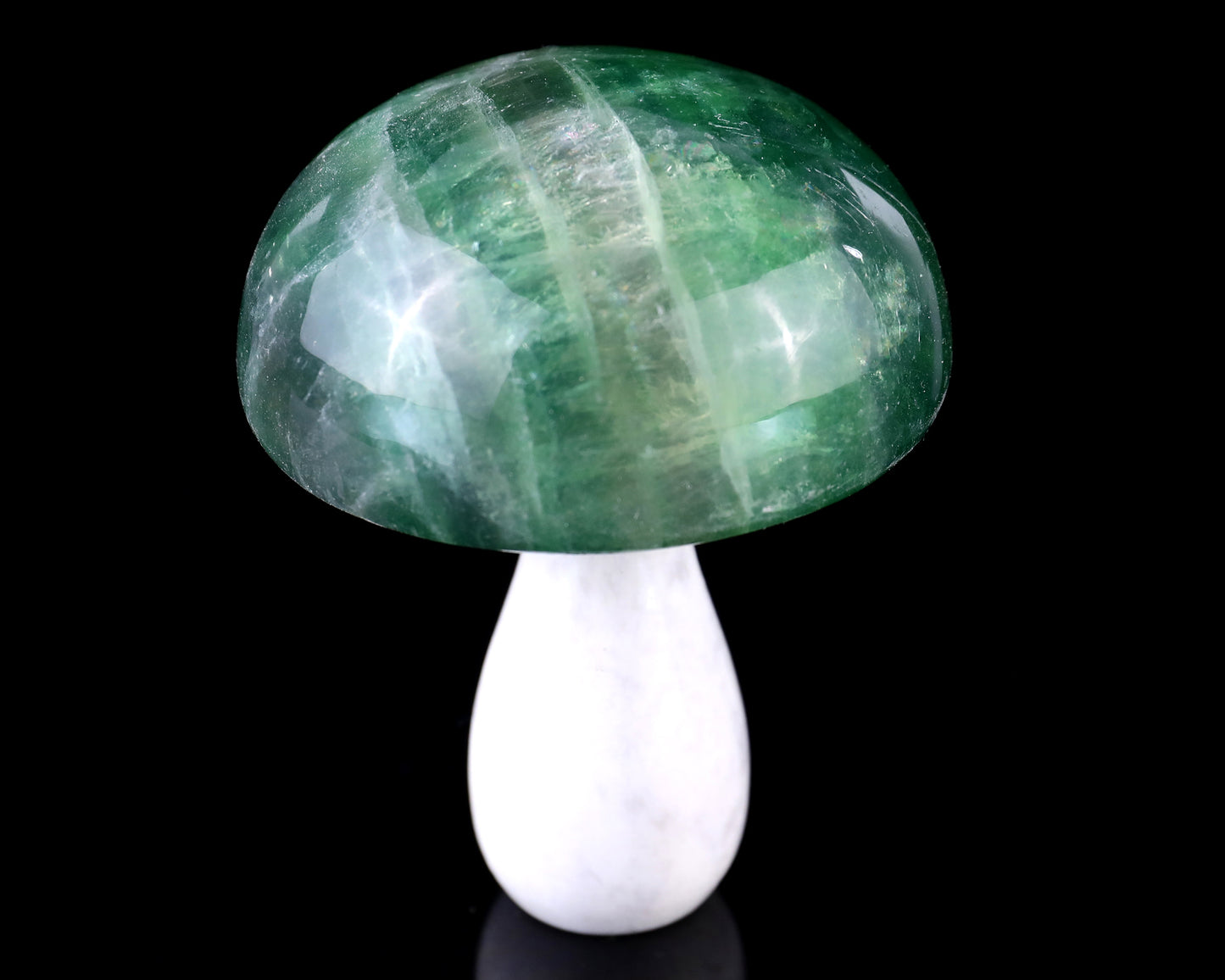 80mm Fluorite Hand Carved Crystal Mushroom Sculpture Crystallumi