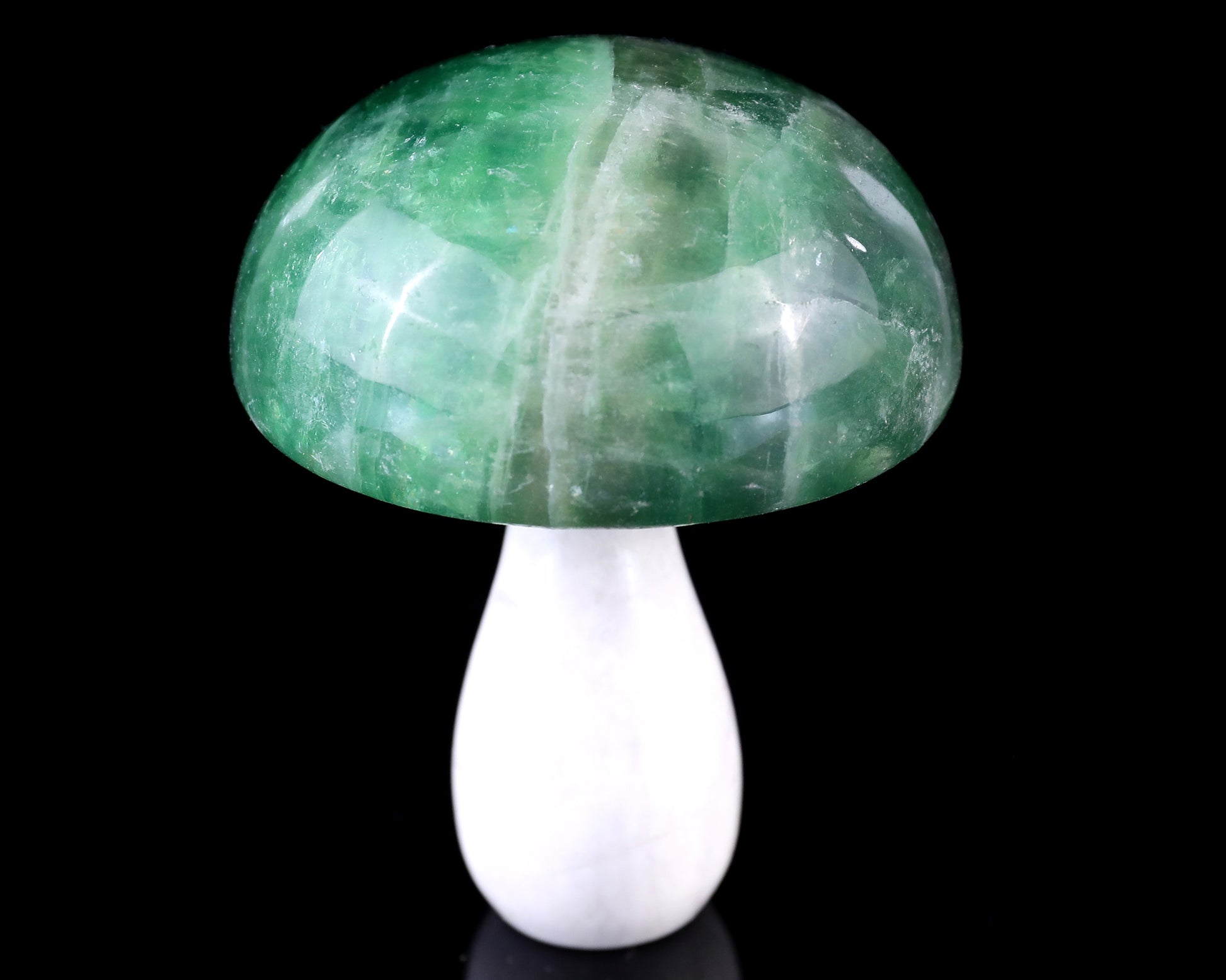 80mm Fluorite Hand Carved Crystal Mushroom Sculpture Crystallumi