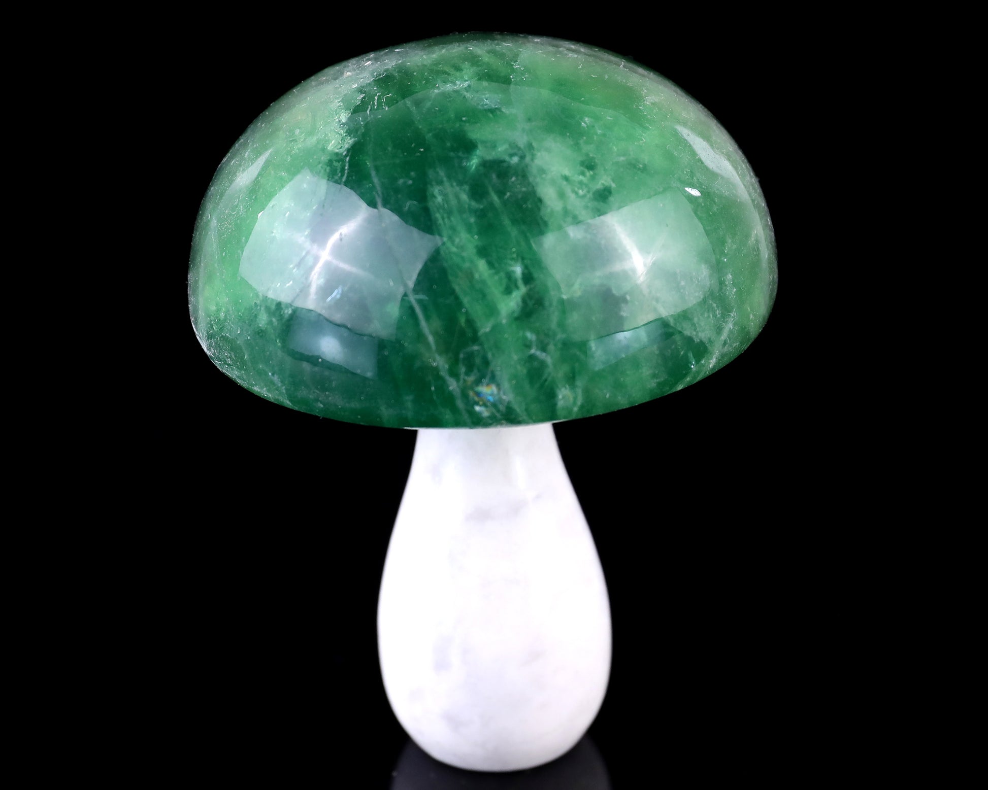 80mm Fluorite Hand Carved Crystal Mushroom Sculpture Crystallumi